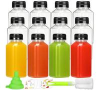 ztarraum Juice Bottles 12 Pack, 8oz/250ml Clear PET Plastic Bottles with Leak-Proof Lids, BPA-Free Reusable Empty Drink Containers for Juicing, Smoothies, Milk, Iced Coffee, Lunchboxes & Picnics