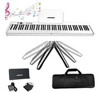 ZTBGY Digital Piano,88 Key Foldable Digital Piano Keyboard Full Size Semi Weighted Keys Portable Electronic Piano,Bluetooth Digital Keyboard with MIDI/Speakers for Adult/Beginners (White)
