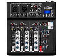 ZTBGY DJ Mixer,Professional HT4 Bluetooth Compatible Professional Portable Digital DJ Console W/USB 4 Channel Mixer Audio Interface-Mixing Boards for Studio Recording,48V Phantom Power