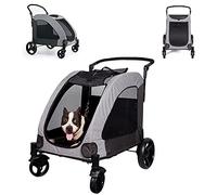 ZTBGY Dog Cat Stroller 4 Wheels, Portable Stroller for Pet Trolley Carrier Medium Large Dogs,with Removable Wheels Mesh Window Independent Brakes Built-in Safety Rope Buckle for Pets Up To 50KG
