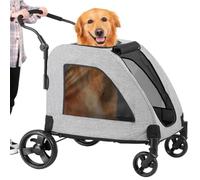 ZTBGY Extra Large Dog Stroller - Adjustable Handles, Lightweight Folding Pet Stroller, All-Terrain 4 Wheel, Dual Entry Safety, Capacity 150 Lbs (Grey)