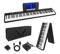 ZTBGY Folding Piano Keyboard, Electric Keyboard, 88 Key Half Weighted Digital Piano, Foldable Keyboard with Bluetooth MIDI Extension Pedal, Music Watch Holder, Portable Bag