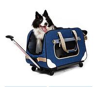 ZTBGY Four-wheel Pet Trolley Case,Pet Trolley Carrier Medium Large Dogs,Travel Bag with Removable Wheels Telescopic Handle and Mesh Windows Portable Large Handbag Tote Bag for Pets Up To 20KG (blue)
