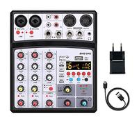 ZTBGY Professional 4 Channel DJ Audio Sound Mixer,Interface Mixing Console Desktop Karaoke with MP3 Input/USB/Bluetooth Input/Stereo Recording/48V Phantom Power,16 Echo/Delay DSP Processor (White)