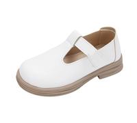 ZTBKW Heel Shoes, Comfortable Dance Slippers, Lightweight Barefoot Shoes, Soft Casual Shoes, Stable Evening Shoes, Non-Slip Walking Shoes, Wide Heel Shoes, Princess Shoes, Girls, White, 10.5 UK Child