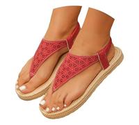 ZTBKW Women's Toe Separator with Footbed: Flip Flops Elegant Beach Boho Toe Sandals Flat Sandals Soft Soles Beach Sandals Quick Drying Summer Shoes Open Toe Ankle Sandals, red, 39 EU