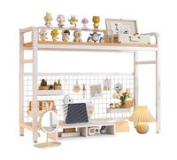ZTCHSENZT 2 Tier 3 Tier Desktop Bookshelf for Computer Desk Black Bookcase & Storage Hutch for Dorm Room Countertop Book Shelves Space Saving Desk Display Unit,White-2-Tier 55cm(21.7in)
