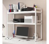 ZTCHSENZT 2 Tier Desktop Shelves for Home & Office Dorm Desk Hutch Display Rack Versatile Tabletop for Dressing Table & Bar Counter,White-95cm