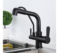 ZTCHSENZT 3 Way Kitchen Faucet With Pull Out Spray Swivel Hot And Cold Water Multifunction Brass Kitchen Sink Faucet-Black,Chrome-A