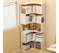 ZTCHSENZT 5 Tier Ladder Corner Shelf with Storage for Bedroom and Bathroom Yellow Display Rack for Small Spaces,White-One Size