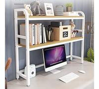 ZTCHSENZT Adjustable 2 Tier Desktop Bookcase Wood & Metal Bookshelf for Computer Desk Multipurpose Storage Display Shelf Office Decor Countertop Hutch Home nization.,A-115CM