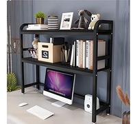 ZTCHSENZT Adjustable 2 Tier Desktop Bookcase Wood & Metal Bookshelf for Computer Desk Multipurpose Storage Display Shelf Office Decor Countertop Hutch Home nization.,C-95CM