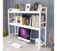 ZTCHSENZT Adjustable 2 Tier Desktop Bookcase Wood & Metal Bookshelf for Computer Desk Multipurpose Storage Display Shelf Office Decor Countertop Hutch Home nization.,E-75CM