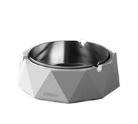 ZTCHSENZT Ash Tray Shallow Polygonal Cement Stainless Steel Ashtray Windproof Living Room Study Polygonal Ashtray Hotel Coffee Shop Cigarette Cigar Ashtray Ash Trays Indoors,White