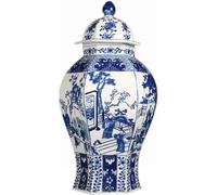 ZTCHSENZT Ceramic Vases Ginger Jar With Lid For Home Decor Blue And White,Character Jar Vase Chinese Porcelain Large Dried Flower Vases Decoration For Living Room Table B,A