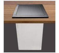 ZTCHSENZT Countertop Built In Trash Can With Lid, Kitchen Cabinet Garbage Can Swing Lid Trash Bin, Stainless Steel Trash Grommet Balance Flap Cover Trash Chute, Flush Recessed Dust,Black-lid + bucket