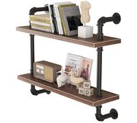 ZTCHSENZT Industrial Floating Wall Display Rack Bookshelf With 2/3 Layer Metal And Wood Shelves Multi Functional Plant Stand Wine Glass Holder Organizer For Bar Cafe Office And Kit,150x25x65cm