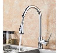 ZTCHSENZT Kitchen Faucet,Kitchen Faucet, Pull Out Spray Modes, Single Handle, Deck Mounted, Hot And Cold Water Mixer, Sink Faucets, Gun Gray A,Chrome a
