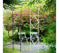 ZTCHSENZT Large 2.4M Half-Side Garden Arch Metal Rustproof Pergola Width 0.6-3M Wall Mounted Arbor Iron Trellis Plants Stand Ues/White/W300*H240Cm,Black-W300*H240Cm