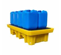 ZTCHSENZT Low Profile Spill Containment Pallet With Drain, Stackable 1/2 Drum Spill Platform, Yellow & Black Modular Tray For Oil, Chemical Spill Cleanup,Black+yellow-51.2x26.8x5.9