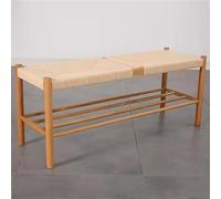 ZTCHSENZT Ottoman Stool Shoe Bench - Modern Farmhouse Design With Hand-Woven Cotton Rope - Indoor/Outdoor Shoe Rack For Bedroom Entryway Hallway - Natural Oak Finish,A-110x35x45cm