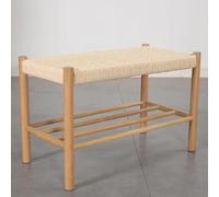 ZTCHSENZT Ottoman Stool Shoe Bench - Modern Farmhouse Design With Hand-Woven Cotton Rope - Indoor/Outdoor Shoe Rack For Bedroom Entryway Hallway - Natural Oak Finish,Natural-70x35x45cm