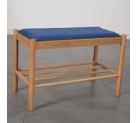 ZTCHSENZT Ottoman Stool Shoe Bench - Modern Farmhouse Design With Hand-Woven Cotton Rope - Indoor/Outdoor Shoe Rack For Bedroom Entryway Hallway - Natural Oak Finish,Blue-70x35x45cm