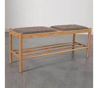 ZTCHSENZT Ottoman Stool Shoe Bench - Modern Farmhouse Design With Hand-Woven Cotton Rope - Indoor/Outdoor Shoe Rack For Bedroom Entryway Hallway - Natural Oak Finish,Khaki-110x35x45cm