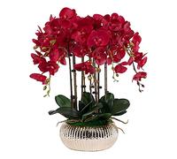 ZTCHSENZT Realistic Artificial Flower Artificial Flower Set, Artificial Phalaenopsis And Golden Flowerpot, 10 Branches Fake Orchid,