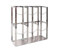 ZTCHSENZT Stainless Steel Oxygen Tank Holder - Floor Stand For D/E Cylinders, Nitrous Bottle Bracket With Protective Chain, 45Cm Wide Metal Storage Rack For Safe Cylinder Storage,Width-66cm