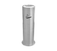 ZTCHSENZT Standing Ashtray Cylindrical Outdoor Ash Pillar Smoking Area Trash Can Iron Cigarette Butt Collection Silver Stainless Steel Vertical Fixable Outdoor Ashtray,