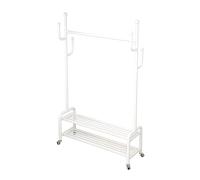 ZTCHSENZT Stylish Mobile Clothing Rack With Wheels - Freestanding Metal Garment Hanger For Bedroom, Gold Design - Portable Rolling Clothes Organizer,150X175X40Cm-White