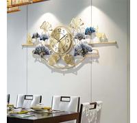 ZTDPHZ Modern Art Clock Silent Large Wall Clocks Battery Operated Creative Metal Ginkgo Leaf Design Wall Clock for Living Room Decor Gold 100cm/39inch