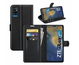 | ZTE Blade A71 mobile phone case cover mobile phone case PU leather with magnetic closure/card slots for ZTE Blade A71 black