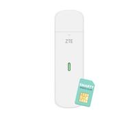 ZTE MF833, CAT4/4G USB Dongle, Unlocked Low Cost Travel, 150mbps, Multi Band Configuration, with a 2-Year Warranty and FREE SMARTY SIM Card- White