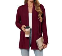 ZTFYKLIN Cardigans for Women UK Lightweight Long Sleeve Open Front Cardigan Women's Long Cardigans with Pocket Casual Soft V Neck Jumpers Autumn Daily Elegant Outerwear