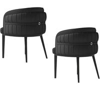 ZTGL Dining Chairs with Arms Set of 2, Mid-Century Modern Upholstered Barrel Accent Chairs with Curved Backrest Faux Leather Dining Chairs for Dining Room, Kitchen, Vanity, Living Room,Black