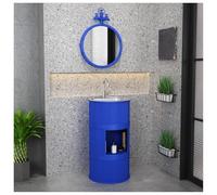 ZTGL Freestanding Bathroom Pedestal Sinks, 41x41x83cm, Iron Art Pedestal Sink Cabinet for Bathroom, Industrial Style Floor Standing Vanity Basin Sink, Modern Vanity Unit Washbasin E1,With Storage