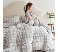 ZTGL Warmth Thicker Quilt Comforter, Super Soft Thick Winter Warm Blanket, Faux Rabbit Fur Weighted Blankets for Beds, Reversible Luxury Fluffy Fleece Double Bedding,Light Gray,150x200cm(2kg)