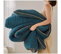ZTGL Winter Quilt, Large 3-Layer Luxury Coral Fleece Thick Bed Blanket, Super Warm Thickened Quilt, Soft Plush Velvet Blanket Double-Sided Quilt Heavy Warm for Winter,Blue,150x200cm(2.5kg)