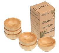 ZTHapwa Dipping Bowls Set, Small Bamboo Pinch Bowls for Soy Sauce/Condiment/Snacks, Mini Serving Bowls for Charcuterie Board for BBQ/Entertaining, 1.4 oz Bamboo Wooden Ramekins
