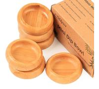 ZTHapwa Mini Belly Bowls Set, Bamboo Sauce Dish Dipping Bowls for Appetizers/Dips/Sauce/Nuts, Natural Bamboo Wooden Facial Mask Mixing Bowl for Ladies Women Cosmetic Tool, Round
