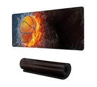ZTHLL Desk Mat,Basketball Fire and Water Gaming Mouse Pad,XXL Extended Mouse Pad Mat for Office,Computer,Keyboard with Non-Slip Base Stitched Eges Mousepad 35''×15.7''×0.12''