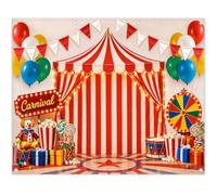 ZTHMOE 10x8ft Carnival Circus Backdrop Halloween Red White Tent Banner