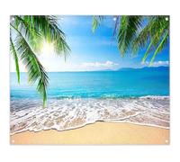 ZTHMOE 10x8ft Fabric Summer Hawaii Beach Photography Backdrop Tropical Seaside Palm Trees Background Luau Aloha Baby Shower Party Decoration Banner Photo Booth