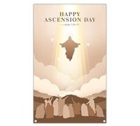 ZTHMOE 43x72inch Fabric Crucifix Backdrop Jesus in Sky Ascension God Bless Lord Holy Light Photography Background Religious Belief Church Party Decorations Photo Booth Props