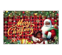 ZTHMOE 72x43inch African American Christmas Photography Backdrop Black Santa Xmas Tree Winter Background Family Home Celebration Party Decoratins New Year Eve Photo Props