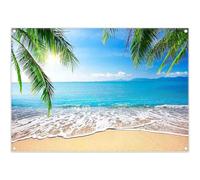 ZTHMOE 7x5ft Fabric Summer Hawaii Beach Photography Backdrop Tropical Seaside Palm Trees Background Luau Aloha Baby Shower Party Decoration Banner Photo Booth