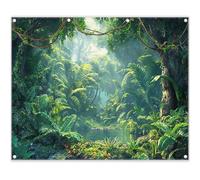 ZTHMOE Fabric 10x8ft Jungle Forest Photography Backdrop Rainforest Tropical Natural Scenery River Background Summer Adventure Party Decorations Photo Banner Props