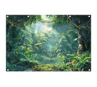 ZTHMOE Fabric 12x8ft Jungle Forest Photography Backdrop Rainforest Tropical Natural Scenery River Background Summer Adventure Party Decorations Photo Banner Props